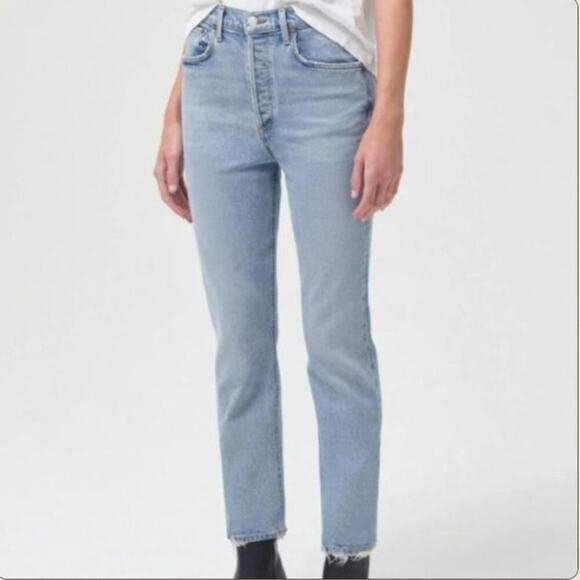 AGOLDE Sz 29  Riley High Rise Straight Crop Jeans in Volt - Picture 3 of 13